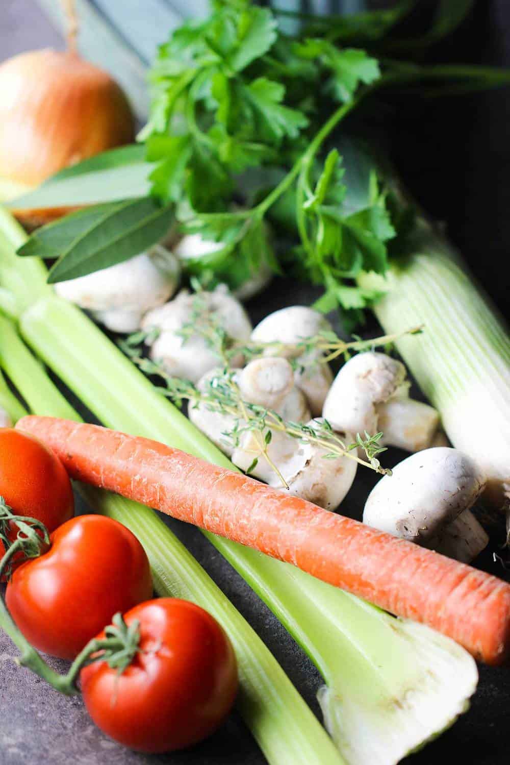 Vegetables for homemade beef stock