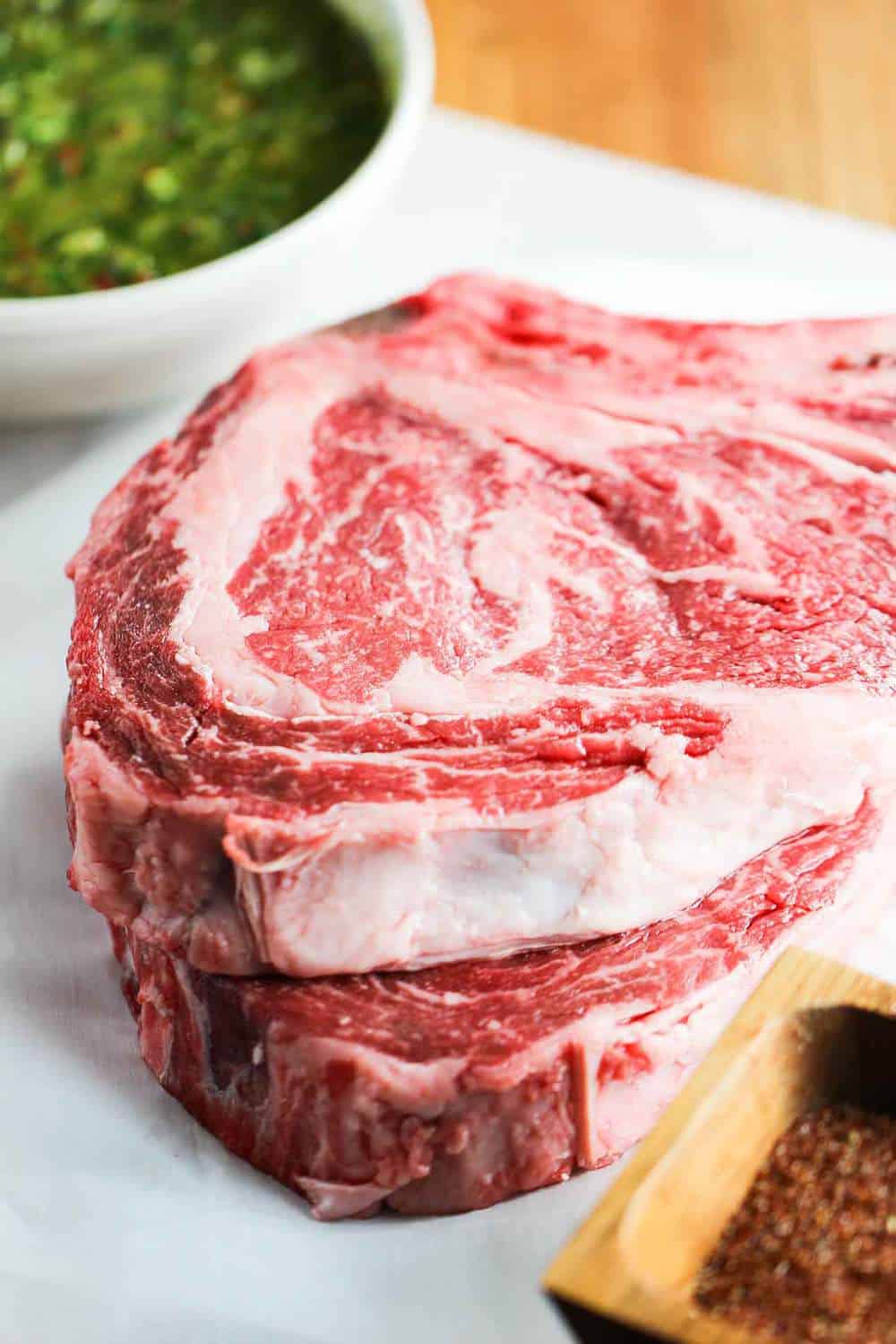 It is the marbling in this ribeye steak that makes it so juicy