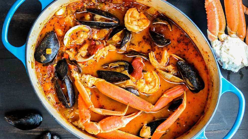 Classic cioppino in a pot