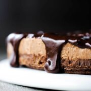 Close up view of Triple Chocolate Mousse Cake