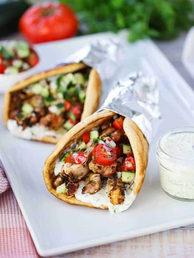 Grilled Chicken Gyro with Homemade Tzatziki Sauce